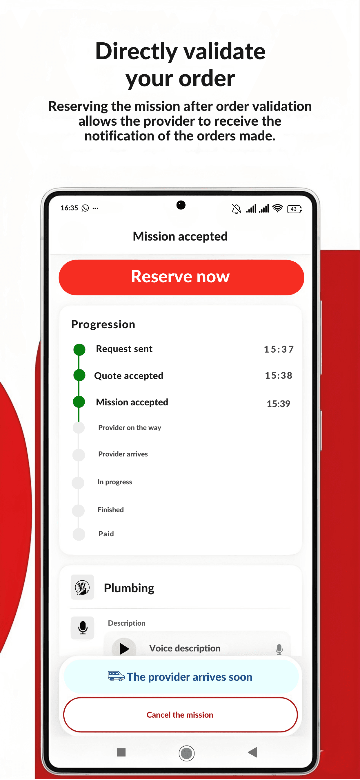 Track the provider's route